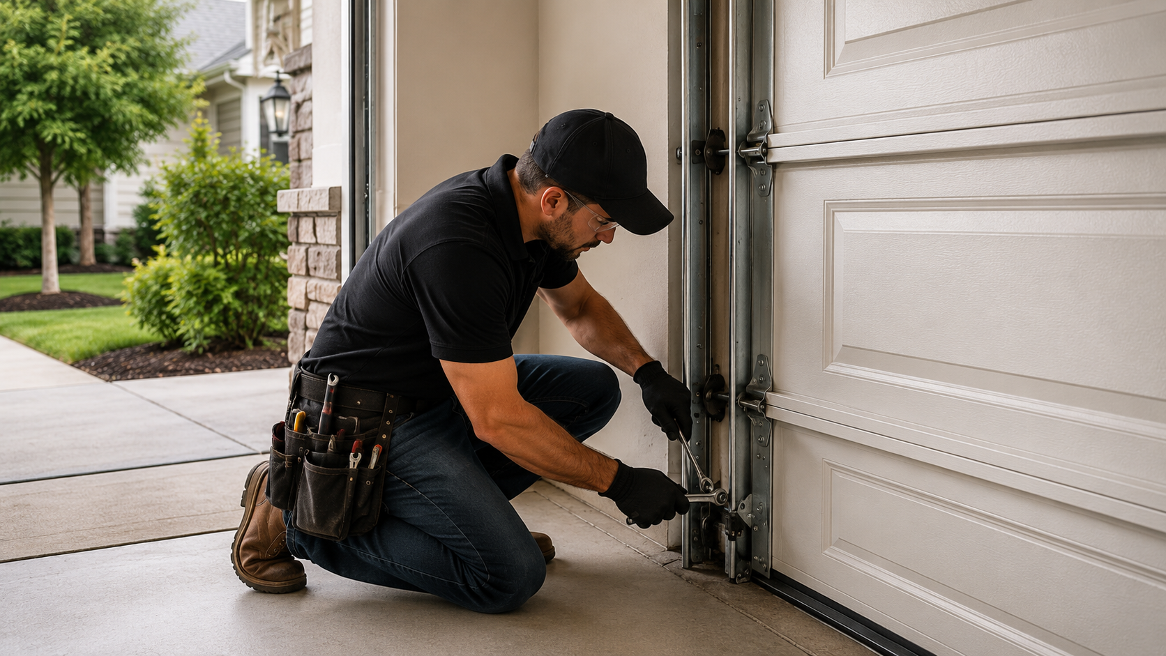 Finished garage door repair result with clean staging