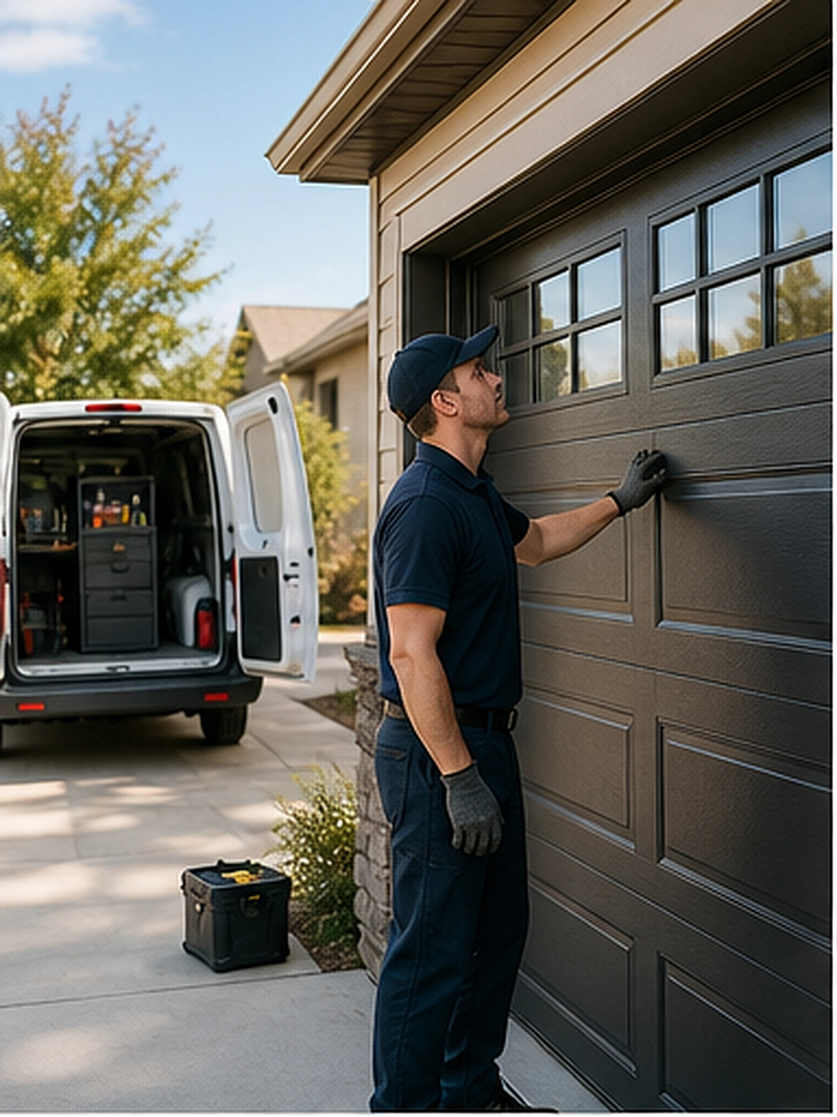 Residential garage door repair scene in Albuquerque